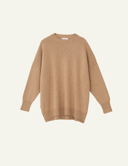 PHILOSOPHY ROUND NECK LONG SWEATER CAMEL