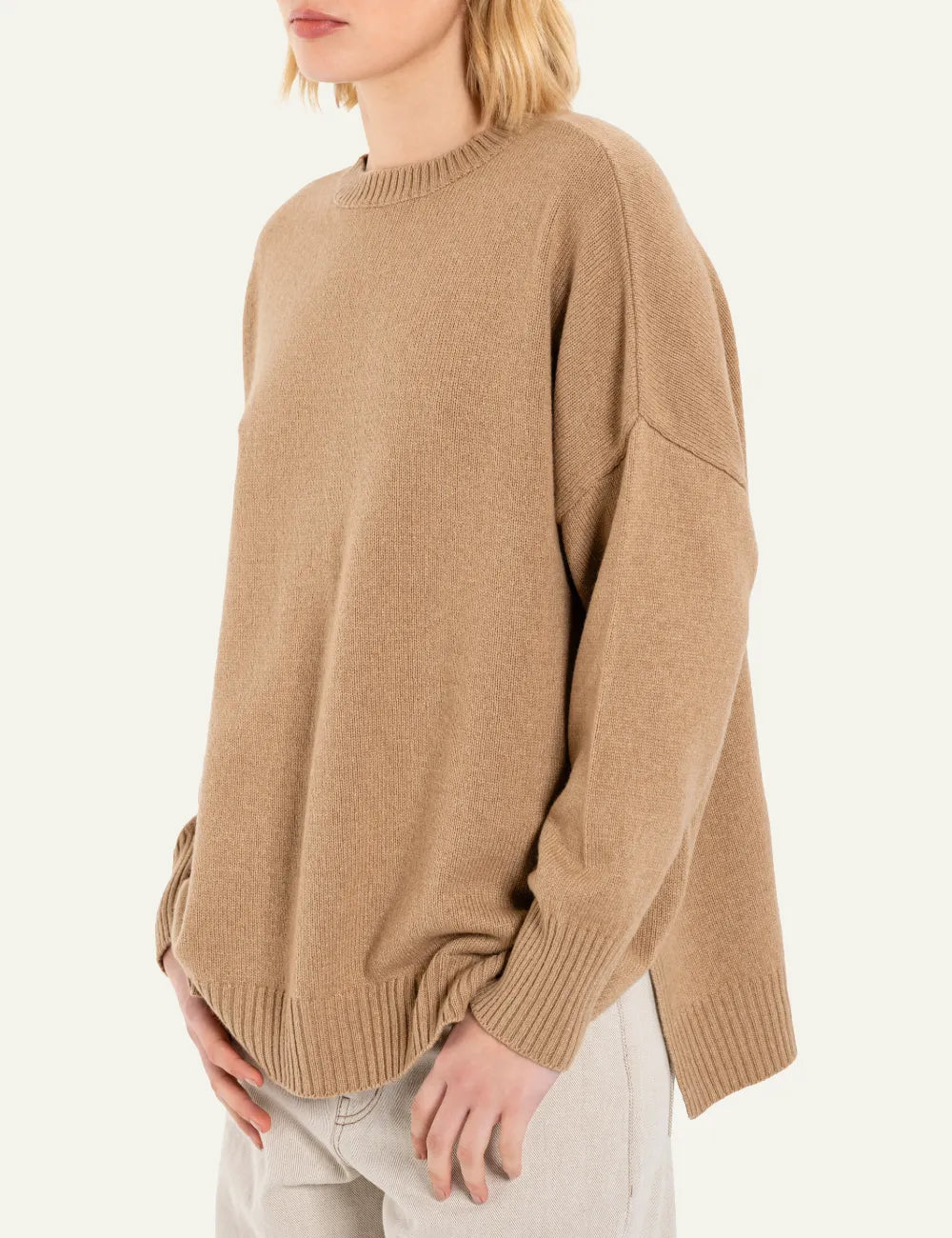 PHILOSOPHY ROUND NECK LONG SWEATER CAMEL