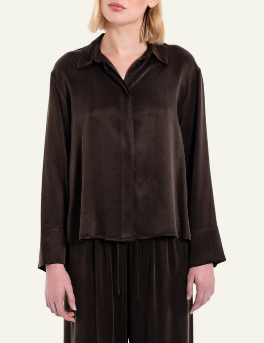 PHILOSOPHY CROPPED SHIRT DARK BROWN