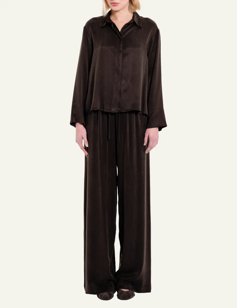 PHILOSOPHY CROPPED SHIRT DARK BROWN