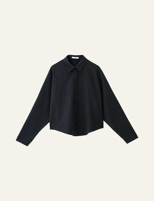 PHILOSOPHY STRETCH CROPPED SHIRT OFF BLACK