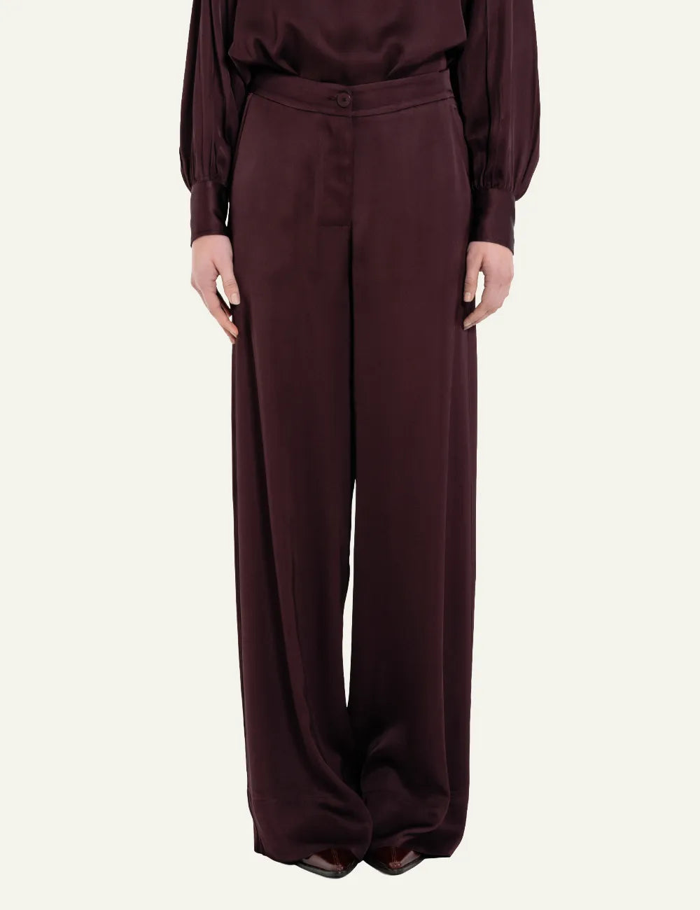 PHILOSOPHY WIDE LEG PANTS DARK BORDEAUX
