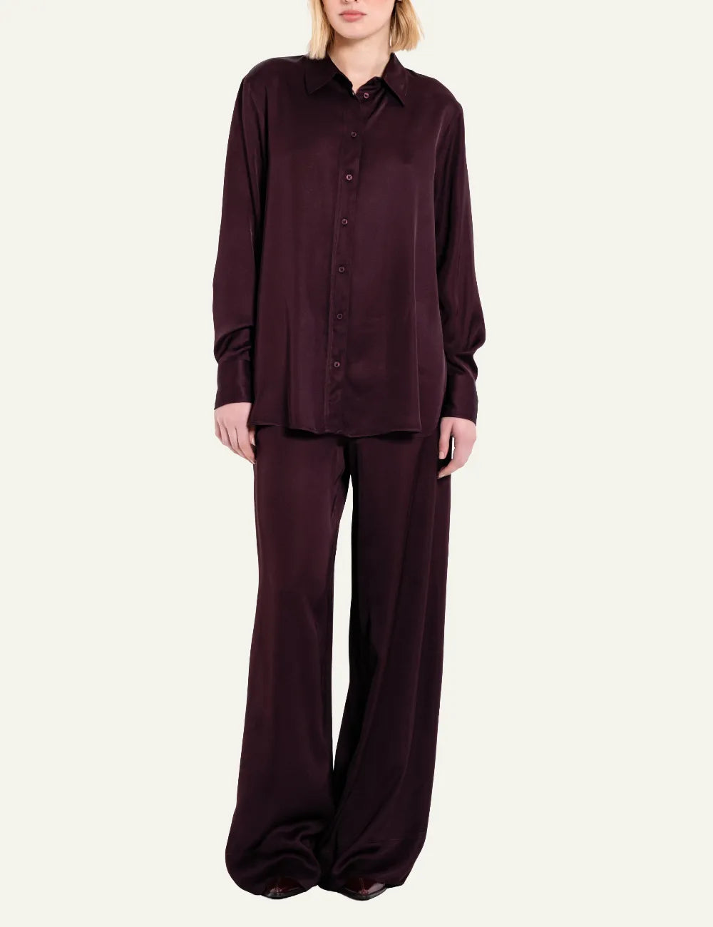 PHILOSOPHY WIDE LEG PANTS DARK BORDEAUX