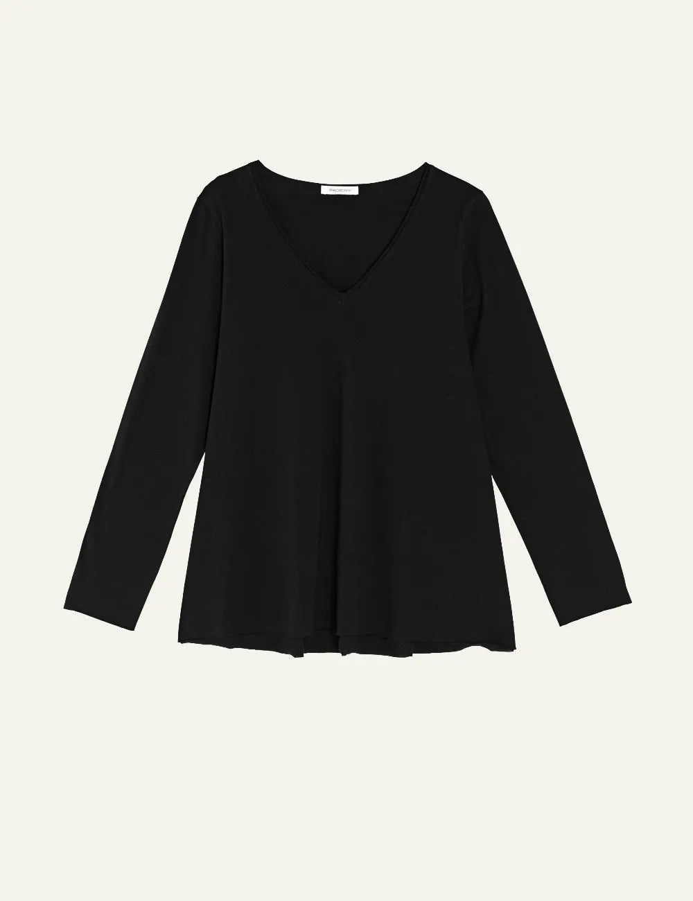 PHILOSOPHY V NECK LONG SLEEVE TOP BLACK