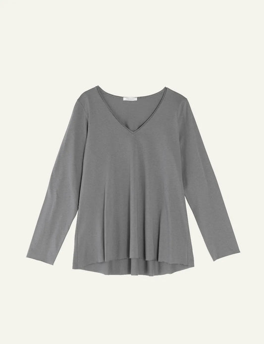 PHILOSOPHY V NECK LONG SLEEVE TOP GREY