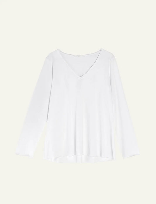 PHILOSOPHY V NECK LONG SLEEVE TOP WHITE