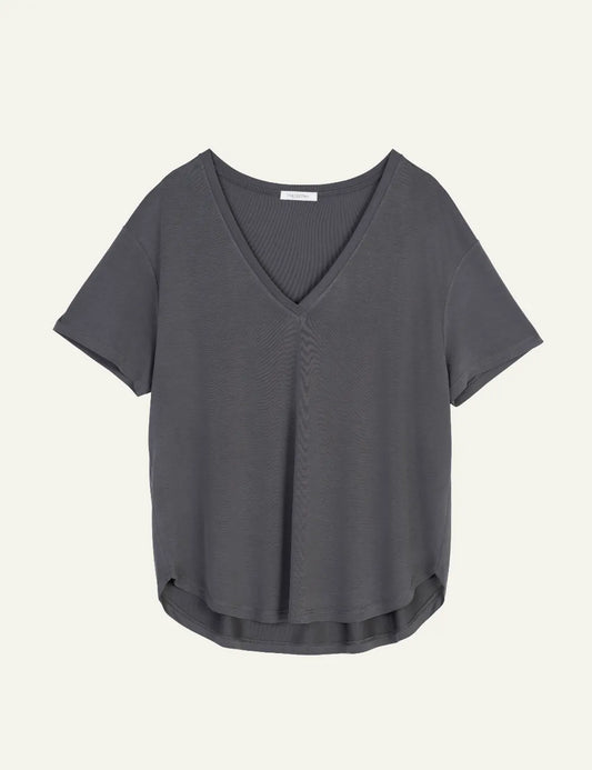 PHILOSOPHY V NECK TOP ANTHRACITE