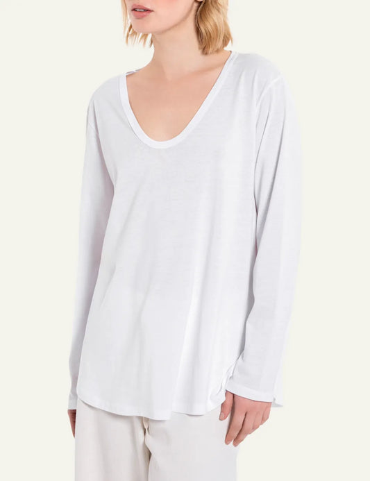 PHILOSOPHY OVERSIZED V NECK TOP WHITE