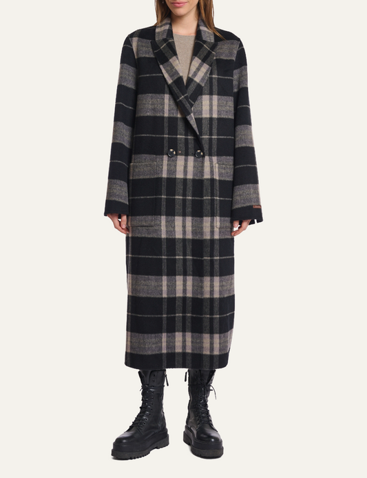 RINO PELLE ADRIA COAT NIGHT GREY CHECK