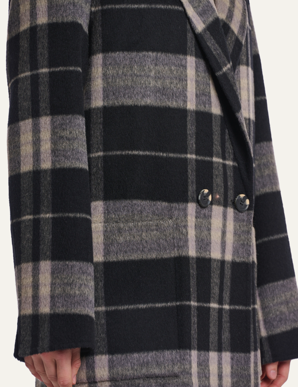 RINO PELLE ADRIA COAT NIGHT GREY CHECK