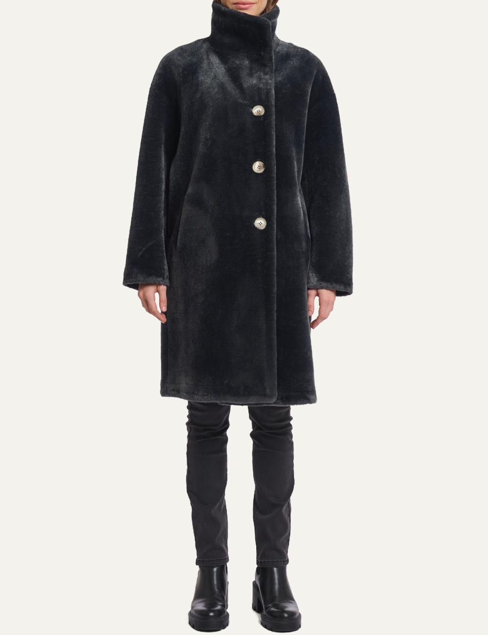 RINO PELLE CILOU COAT DEEP IRON