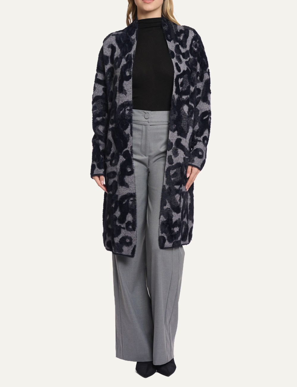 RINO PELLE NEGIEN CARDIGAN GREY BACK LEO