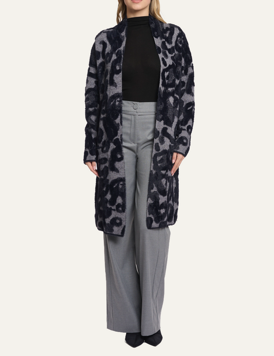 RINO PELLE NEGIEN CARDIGAN GREY BACK LEO