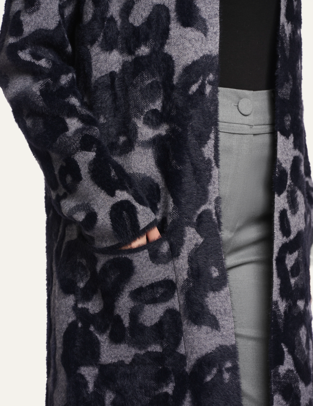 RINO PELLE NEGIEN CARDIGAN GREY BACK LEO