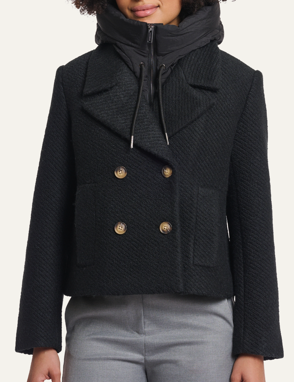 RINO PELLE TABITA HOOD COLLAR BLACK