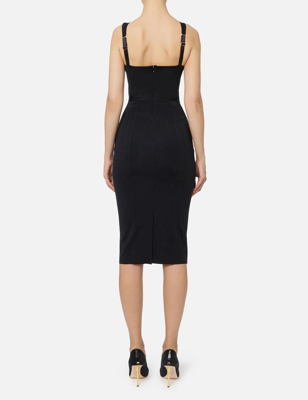 ELISABETTA FRANCHI Bustier dress in bi-elastic fabric black
