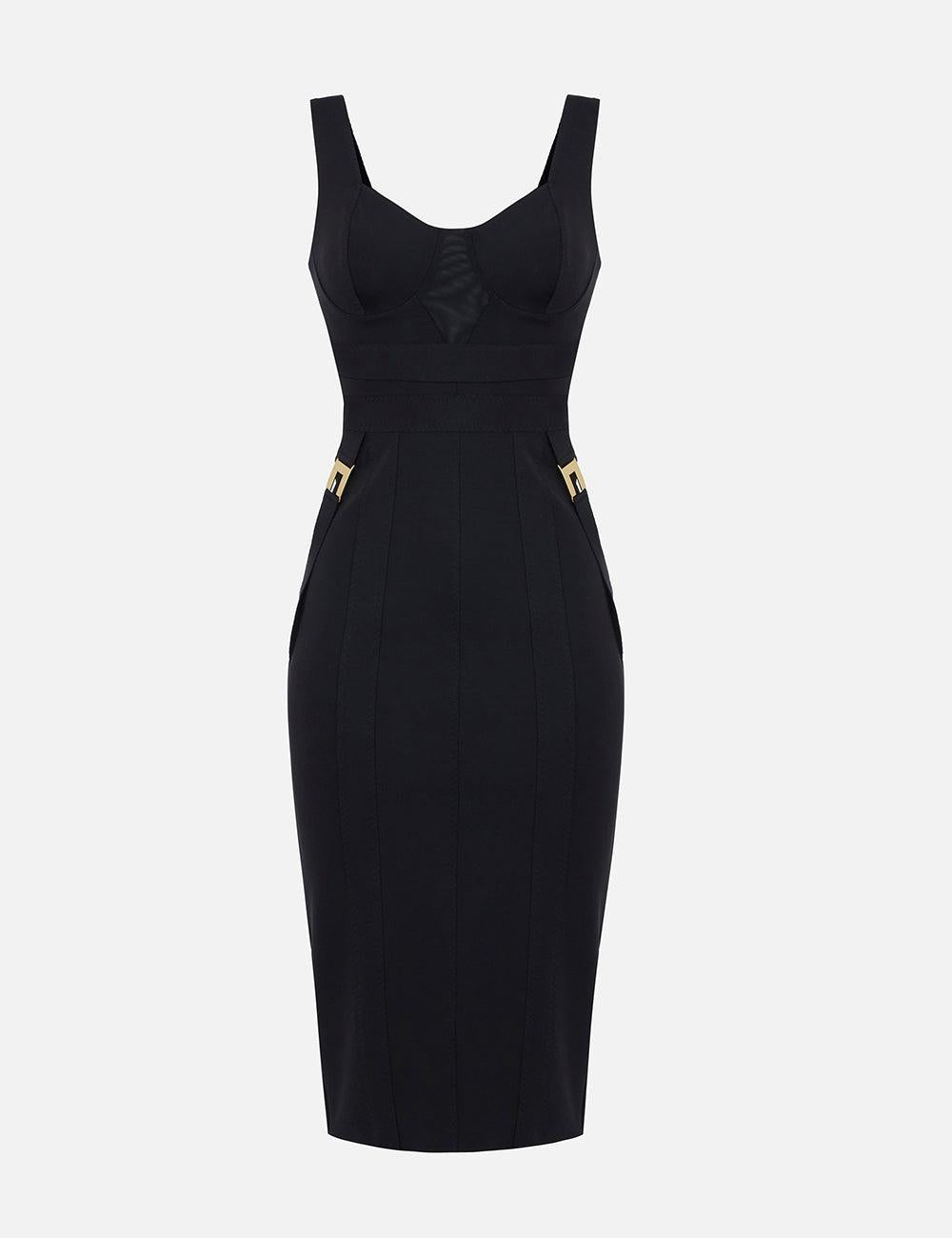ELISABETTA FRANCHI Bustier dress in bi-elastic fabric black