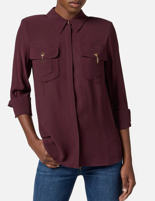 Elizabetta Franchi Blouse in viscose Georgette fabric merlot