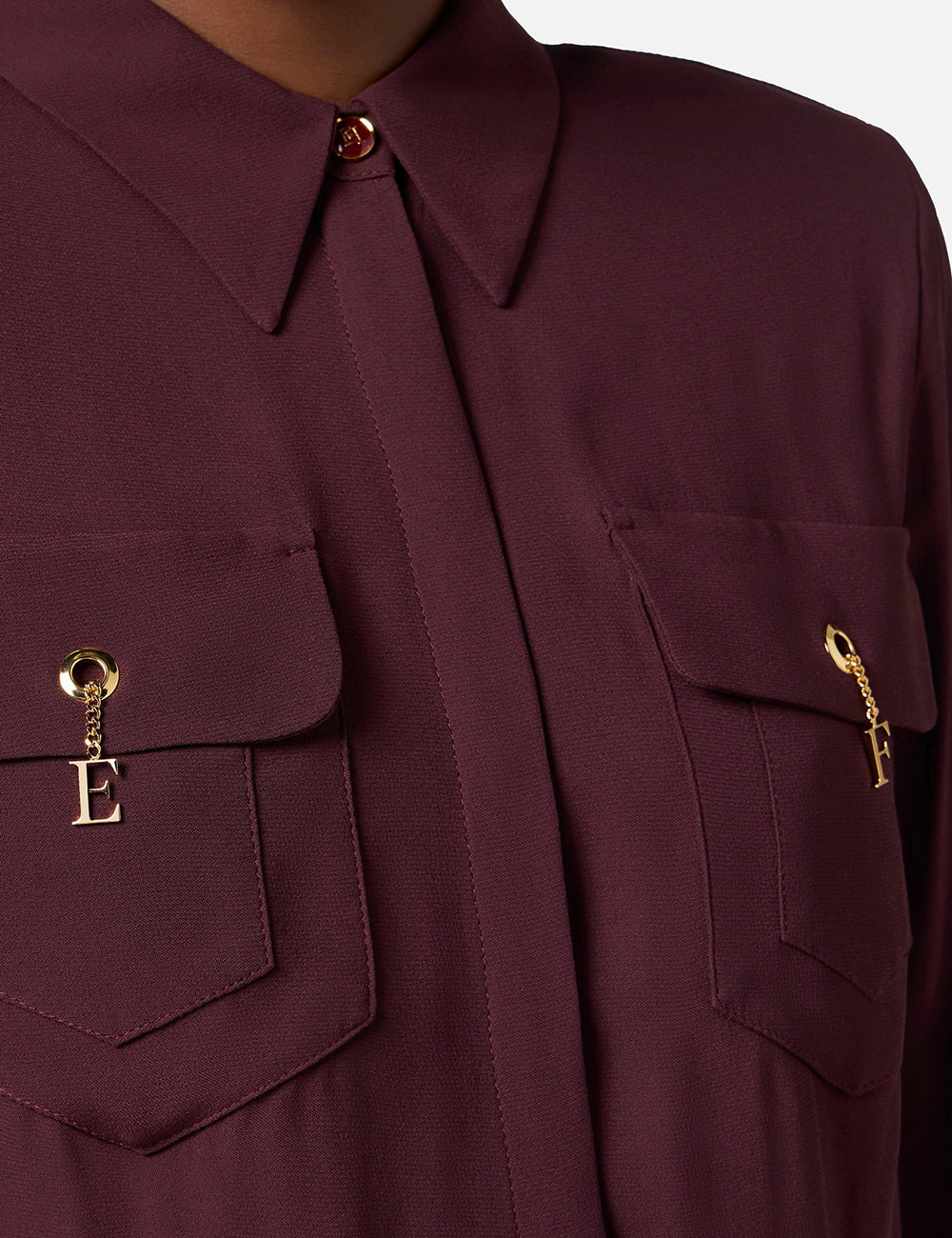 Elizabetta Franchi Blouse in viscose Georgette fabric merlot