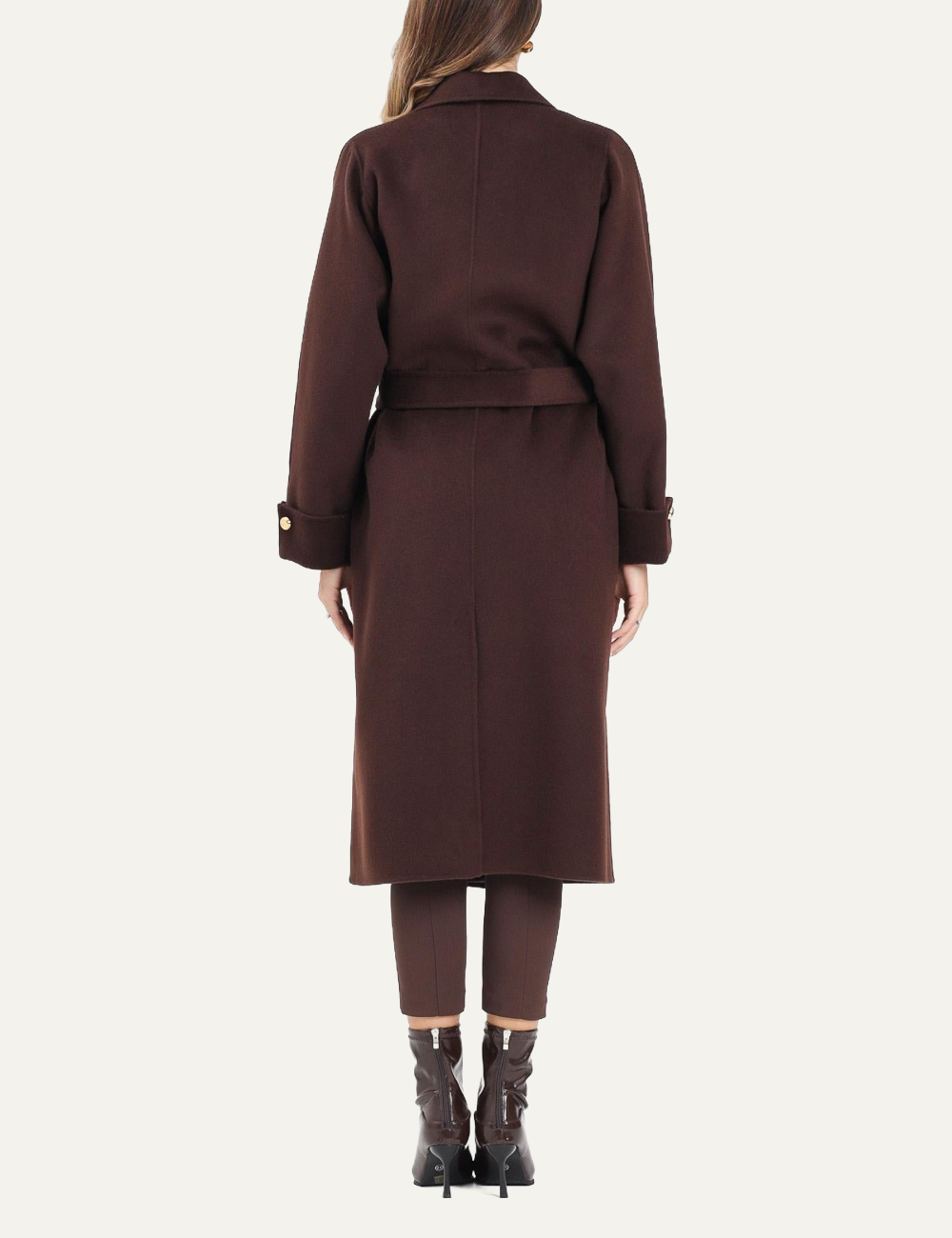 ELISABETTA FRANCHI Coat in double wool blend cloth Coffee