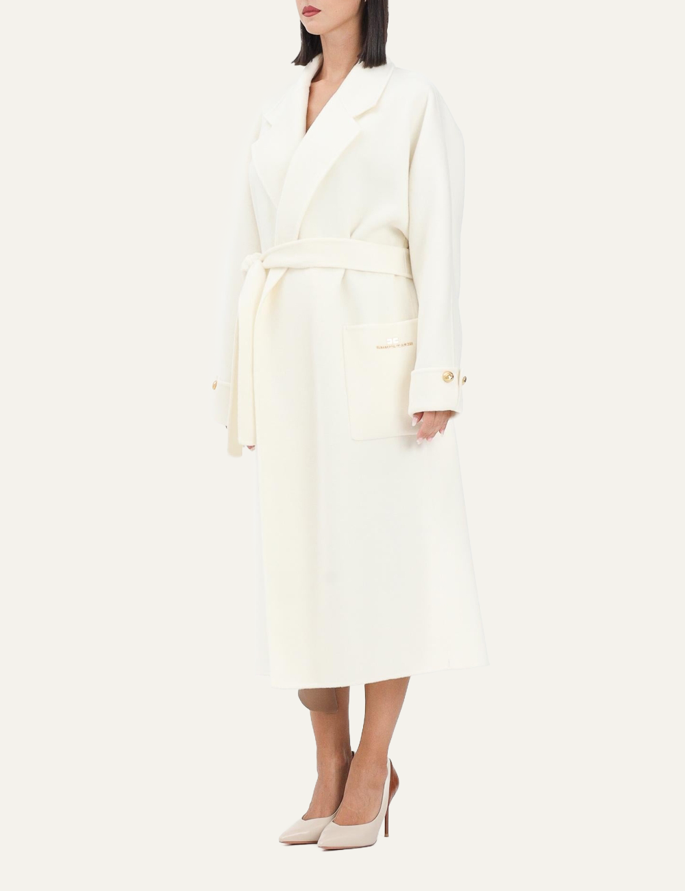 ELISABETTA FRANCHI Coat in double wool blend cloth