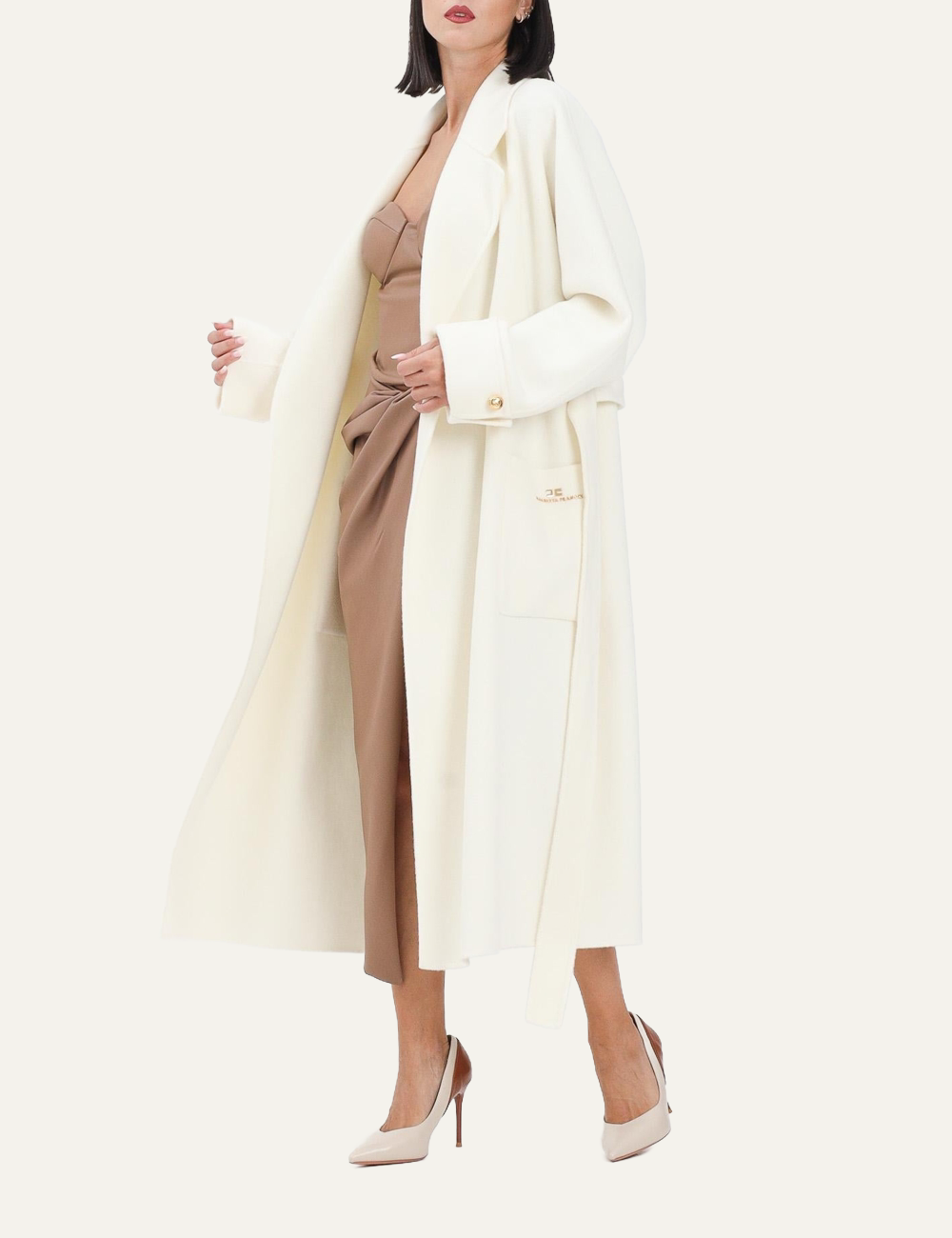 ELISABETTA FRANCHI Coat in double wool blend cloth