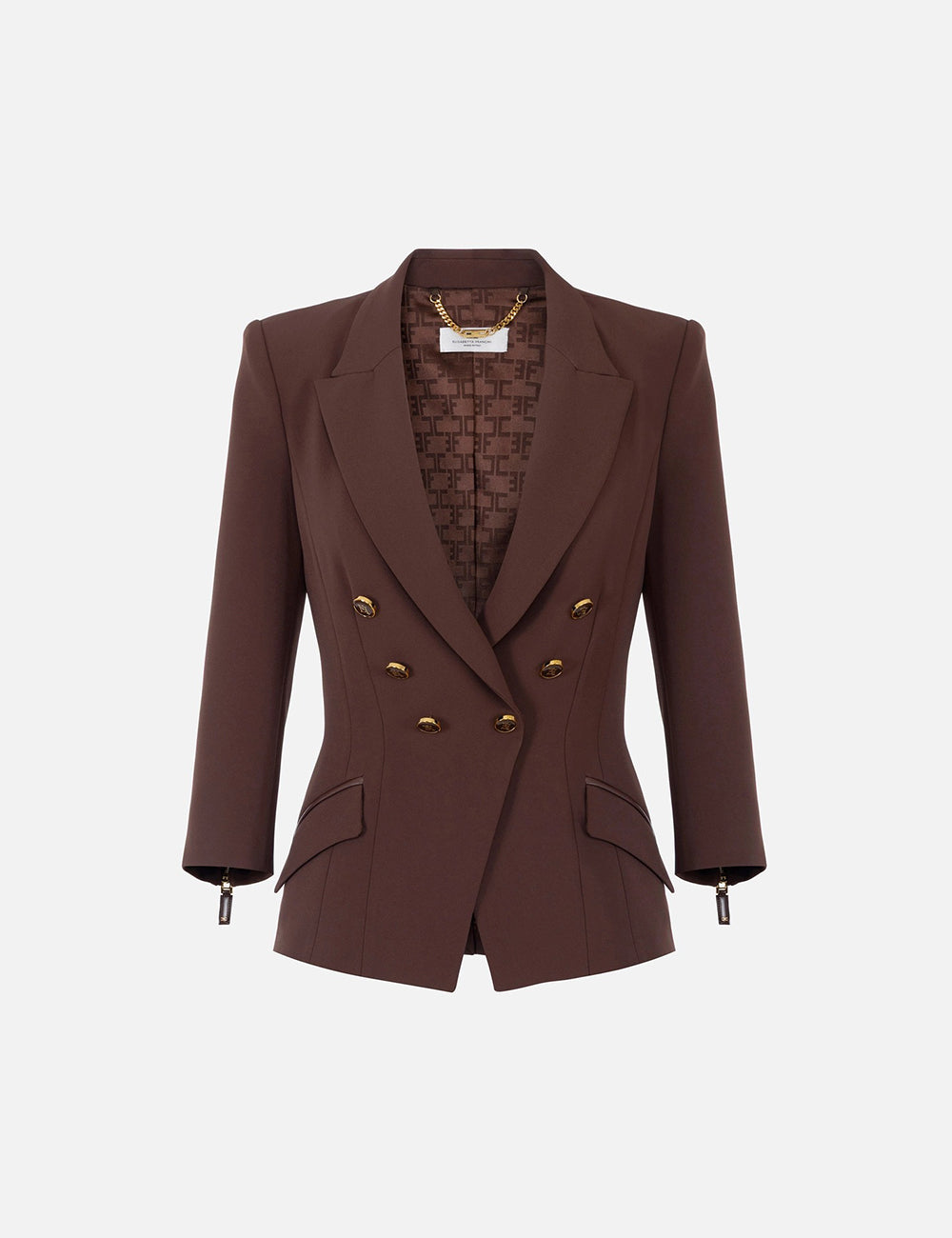ELISABETTA FRANCHI Jacket in double layer crêpe coffee