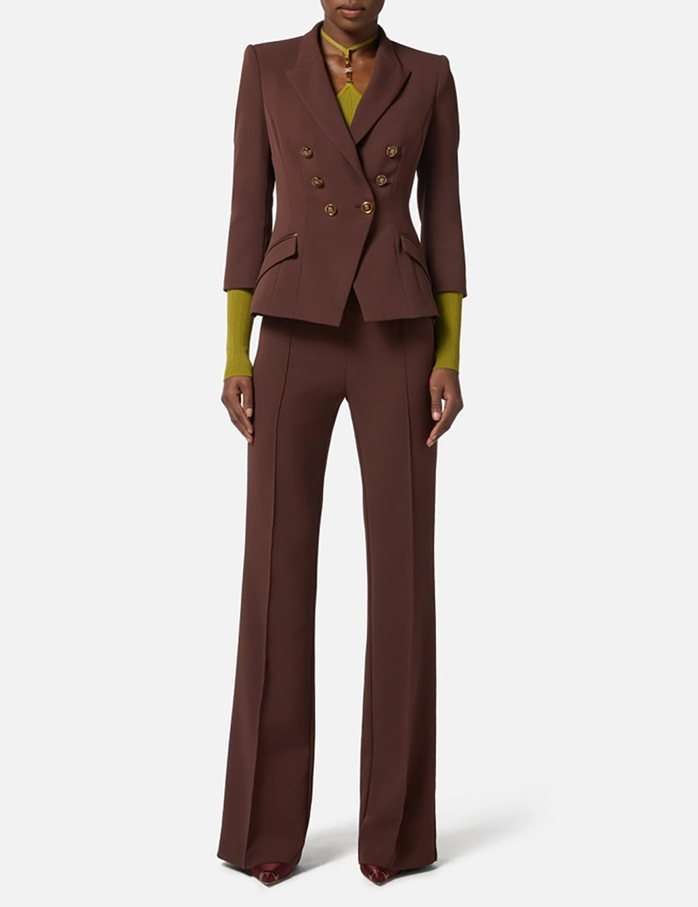 ELISABETTA FRANCHI Jacket in double layer crêpe coffee