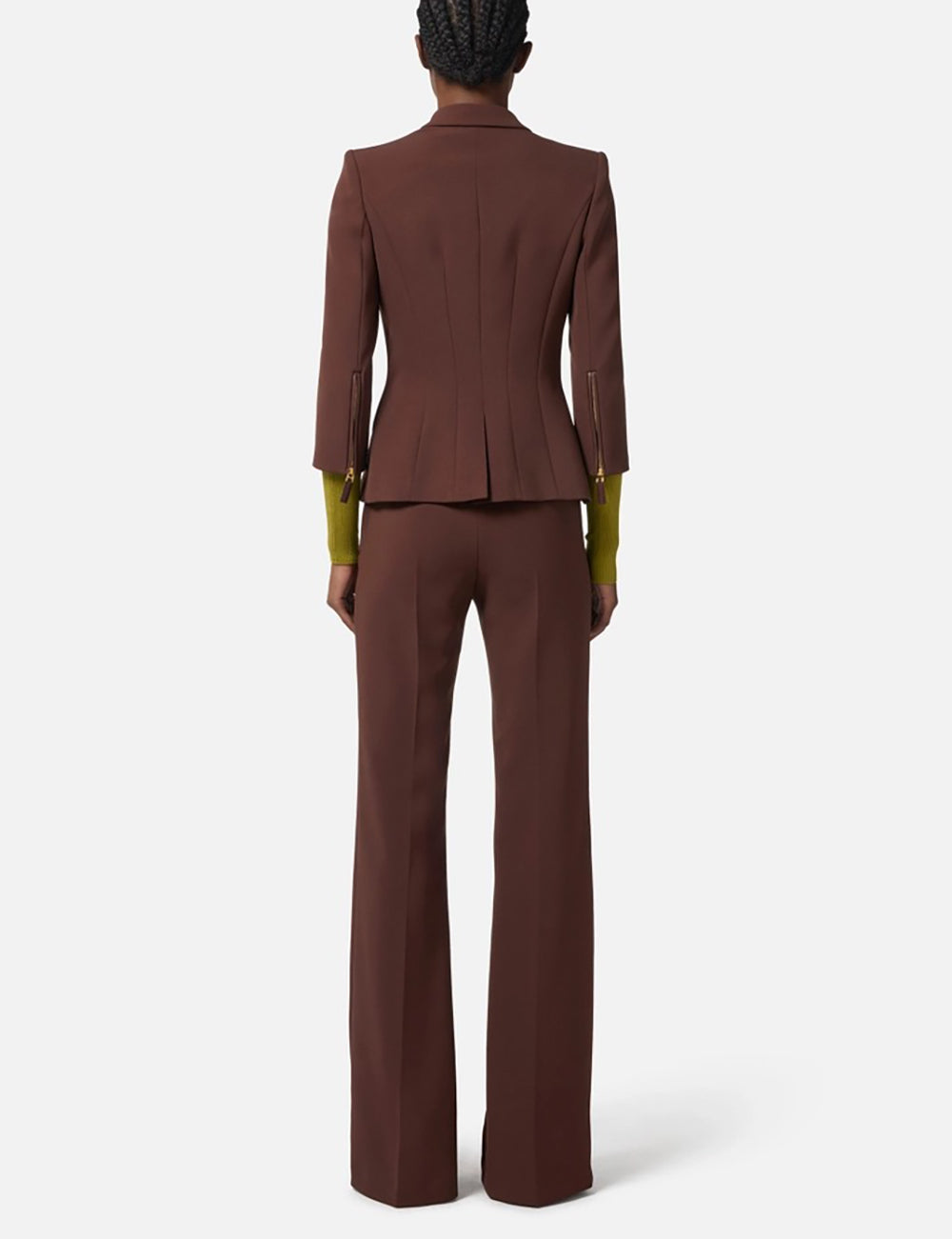 ELISABETTA FRANCHI Jacket in double layer crêpe coffee