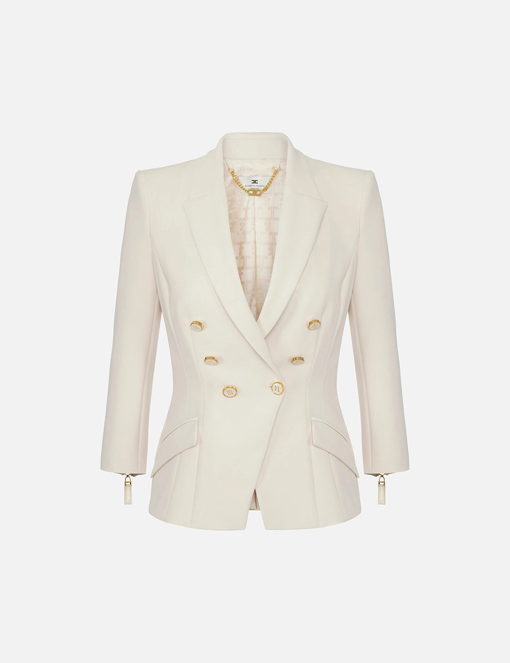 ELISABETTA FRANCHI Jacket in double layer crêpe milk
