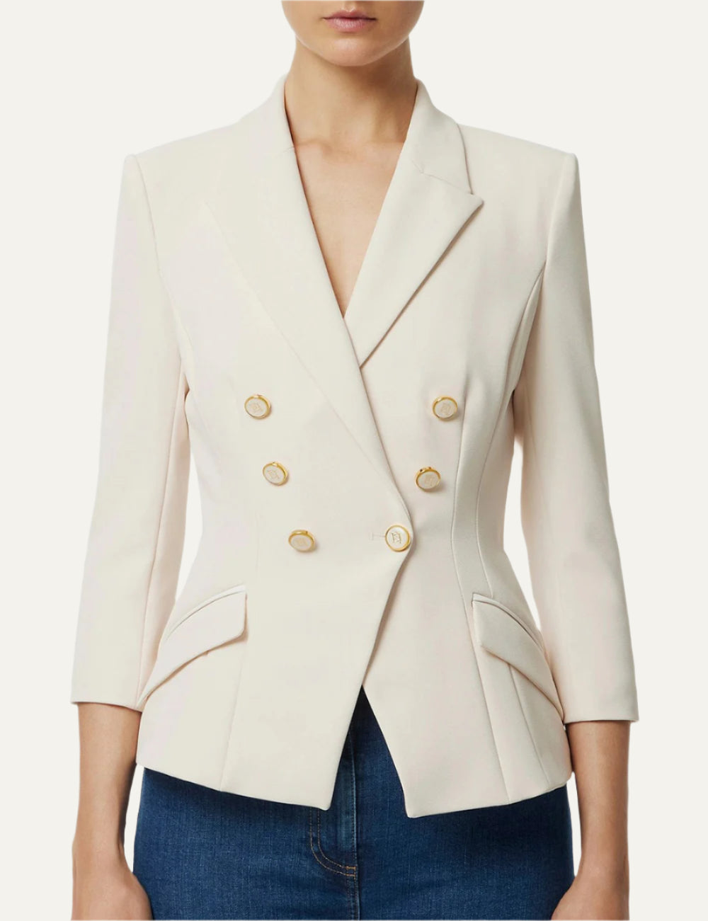ELISABETTA FRANCHI Jacket in double layer crêpe milk