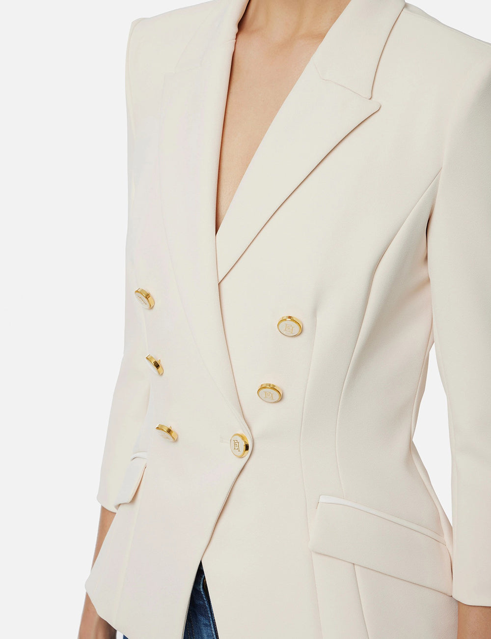 ELISABETTA FRANCHI Jacket in double layer crêpe milk