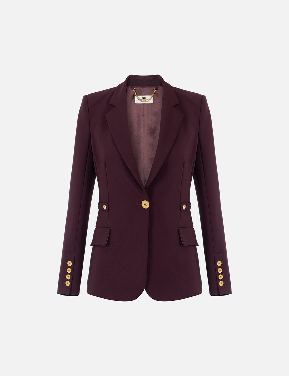 Elizabetta Franchi Jacket in lightweight crêpe fabric with jewel details merlot