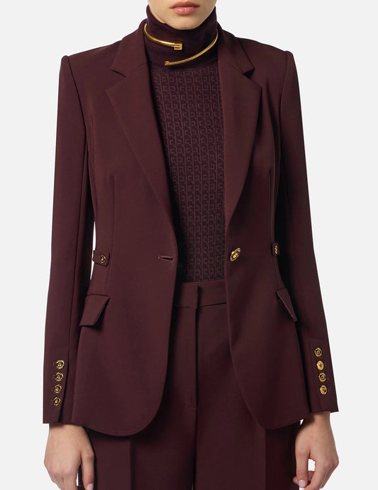 Elizabetta Franchi Jacket in lightweight crêpe fabric with jewel details merlot