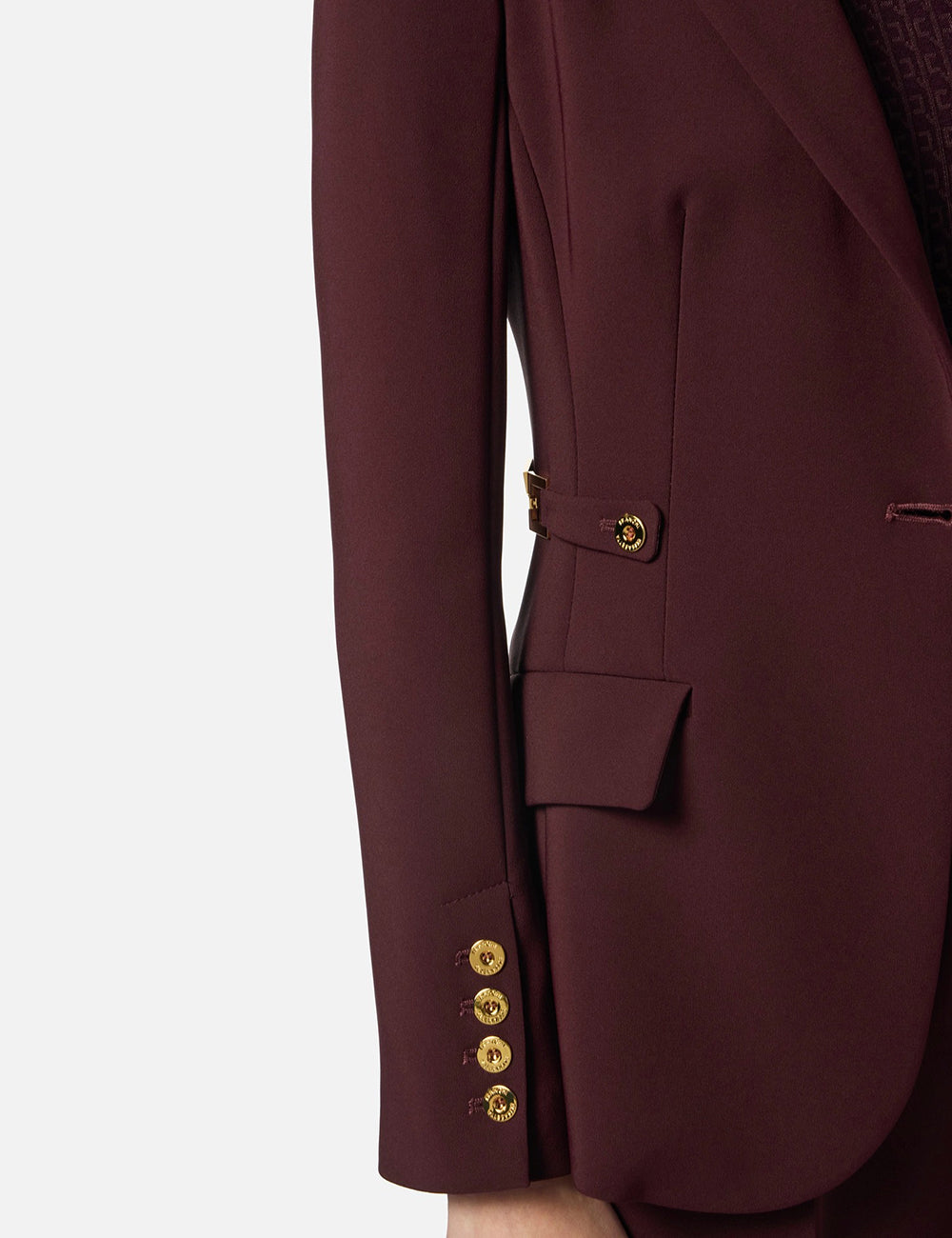 Elizabetta Franchi Jacket in lightweight crêpe fabric with jewel details merlot