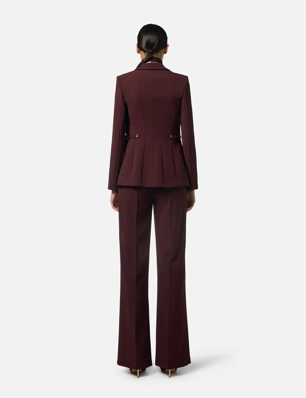 Elizabetta Franchi Jacket in lightweight crêpe fabric with jewel details merlot