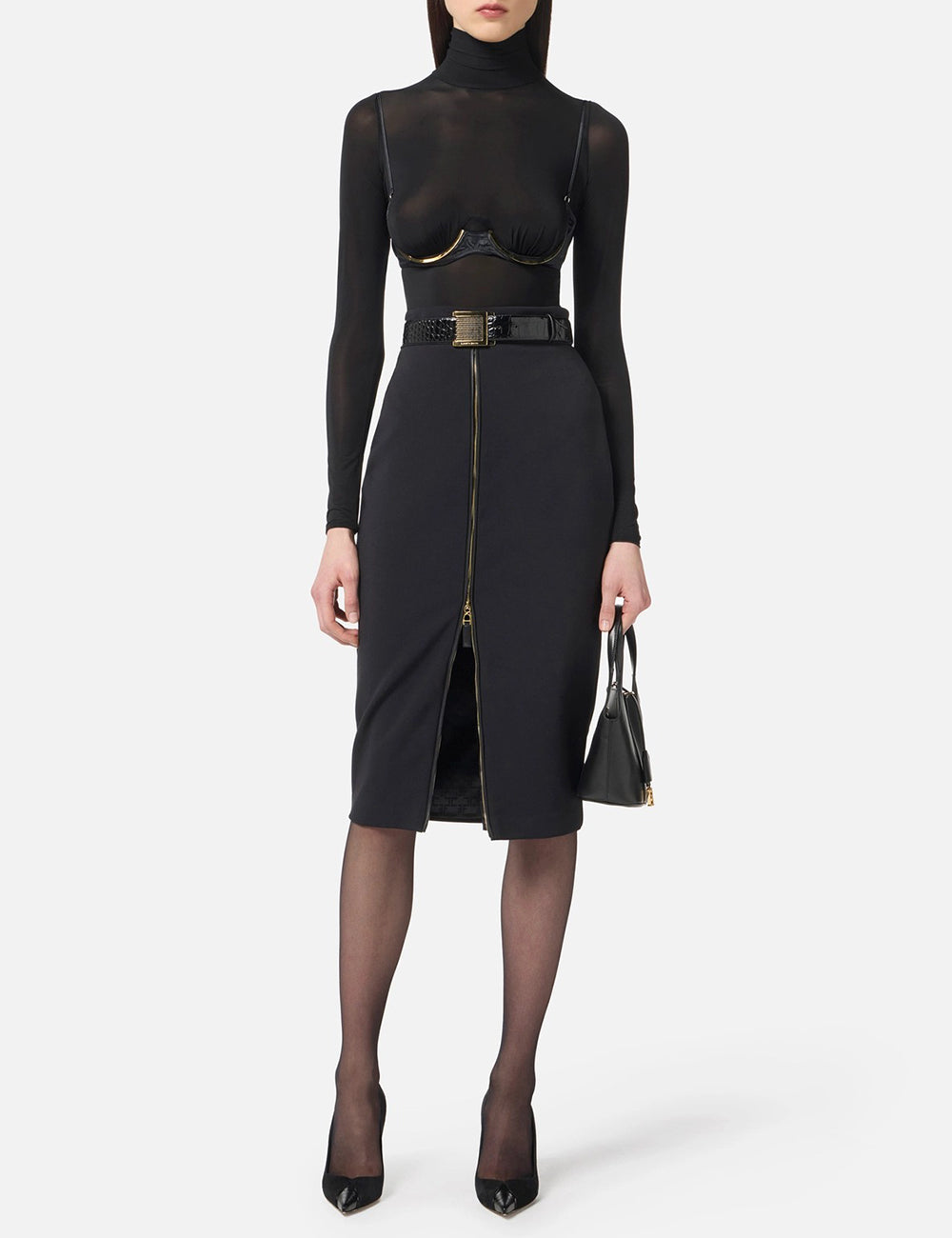 ELISABETTA FRANCHI Skirt in lightweight crêpe fabric with zip
