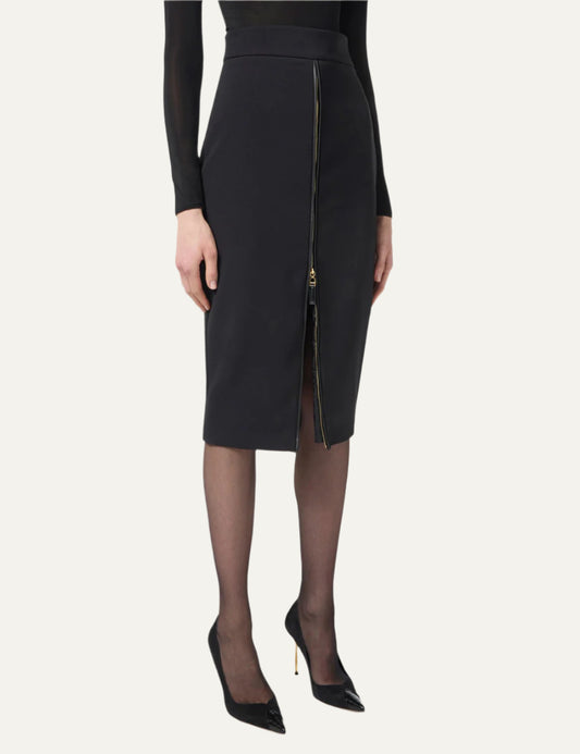 ELISABETTA FRANCHI Skirt in lightweight crêpe fabric with zip