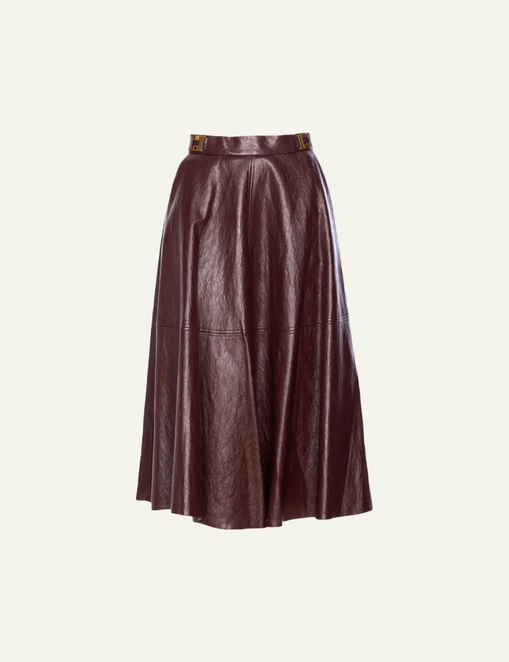 ELISABETTA FRANCHI Crackled leather-effect skirt with logo details