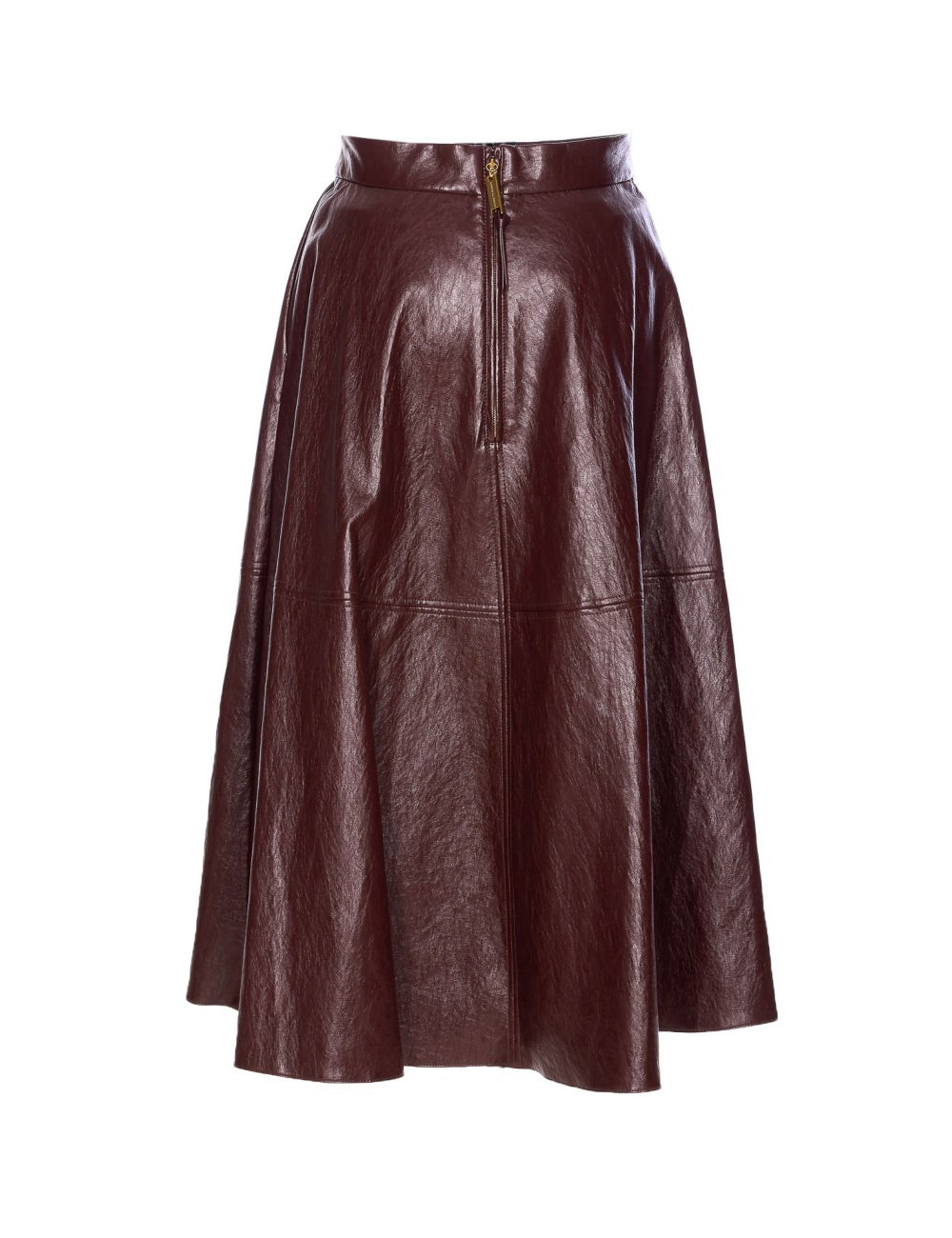 ELISABETTA FRANCHI Crackled leather-effect skirt with logo details