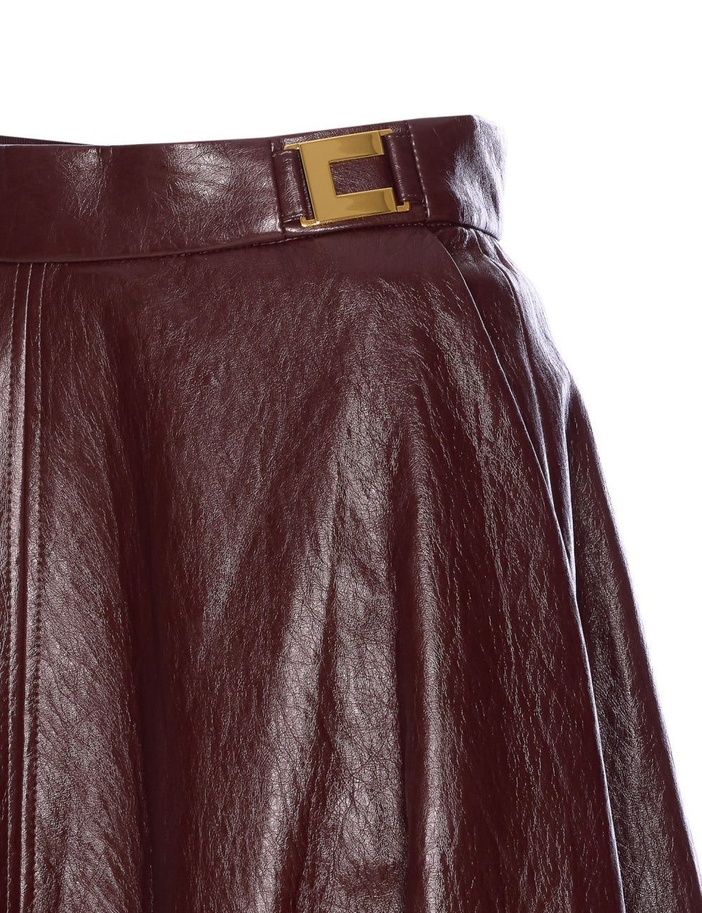 ELISABETTA FRANCHI Crackled leather-effect skirt with logo details