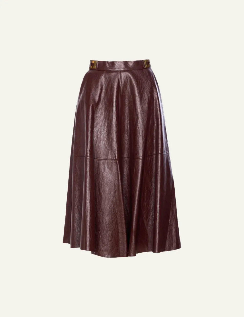 ELISABETTA FRANCHI Crackled leather-effect skirt with logo details