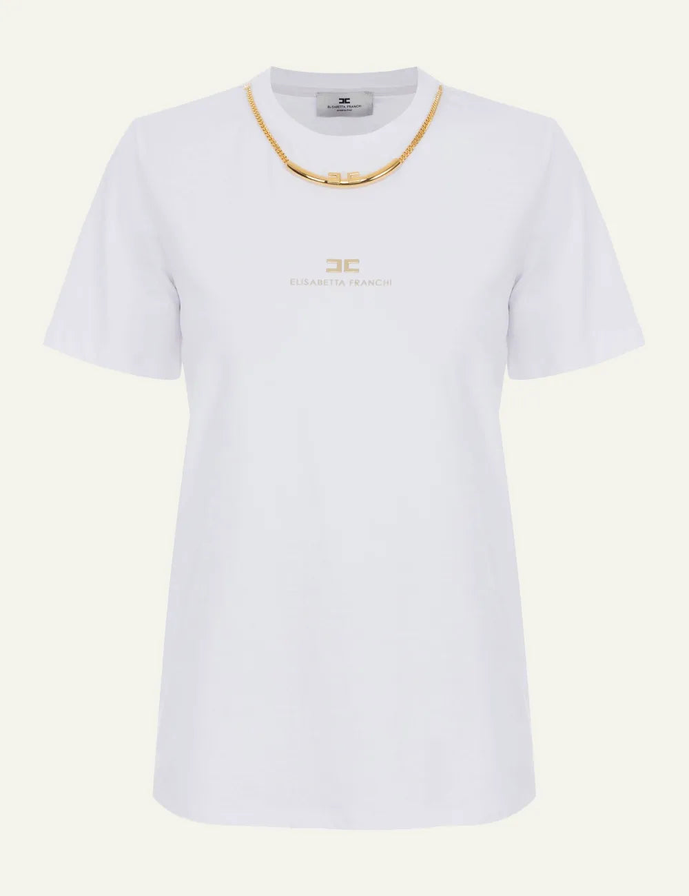 ELISABETTA FRANCHI Cotton jersey T-shirt with necklace