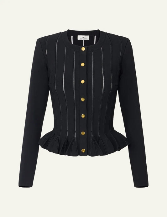 ELISABETTA FRANCHI Knit jacket with openwork details