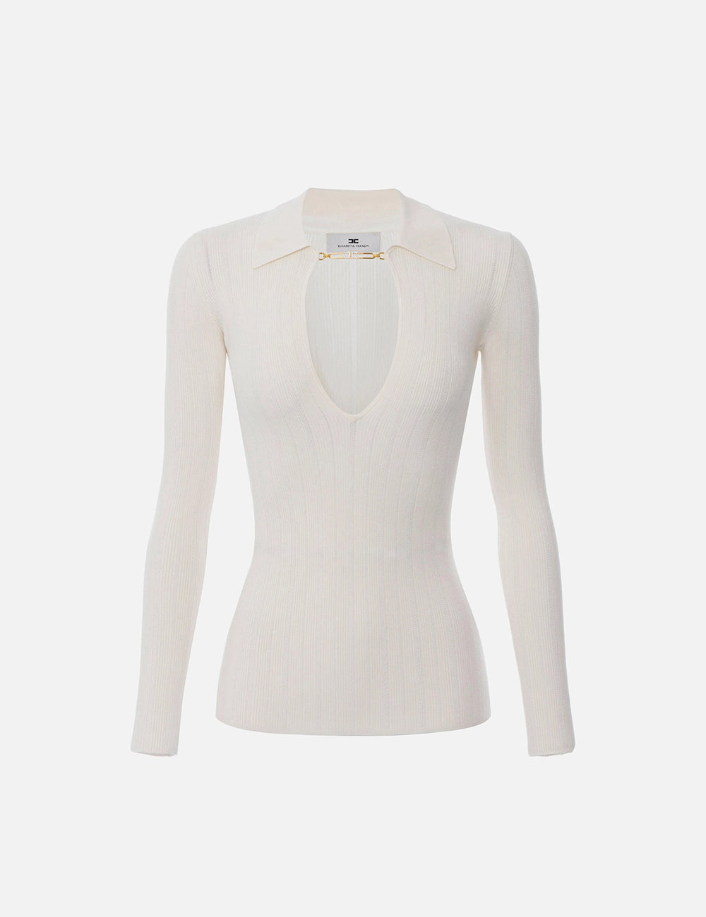 Elizabetta Franchi Top in ribbed knit fabric with openwork details