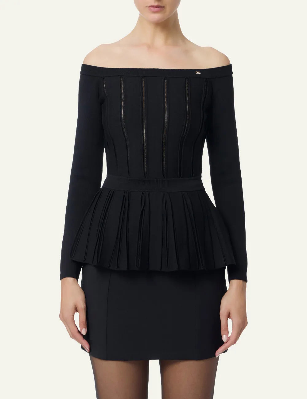 ELISABETTA FRANCHI Viscose knit top with peplum