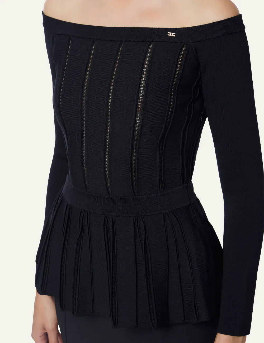 ELISABETTA FRANCHI Viscose knit top with peplum