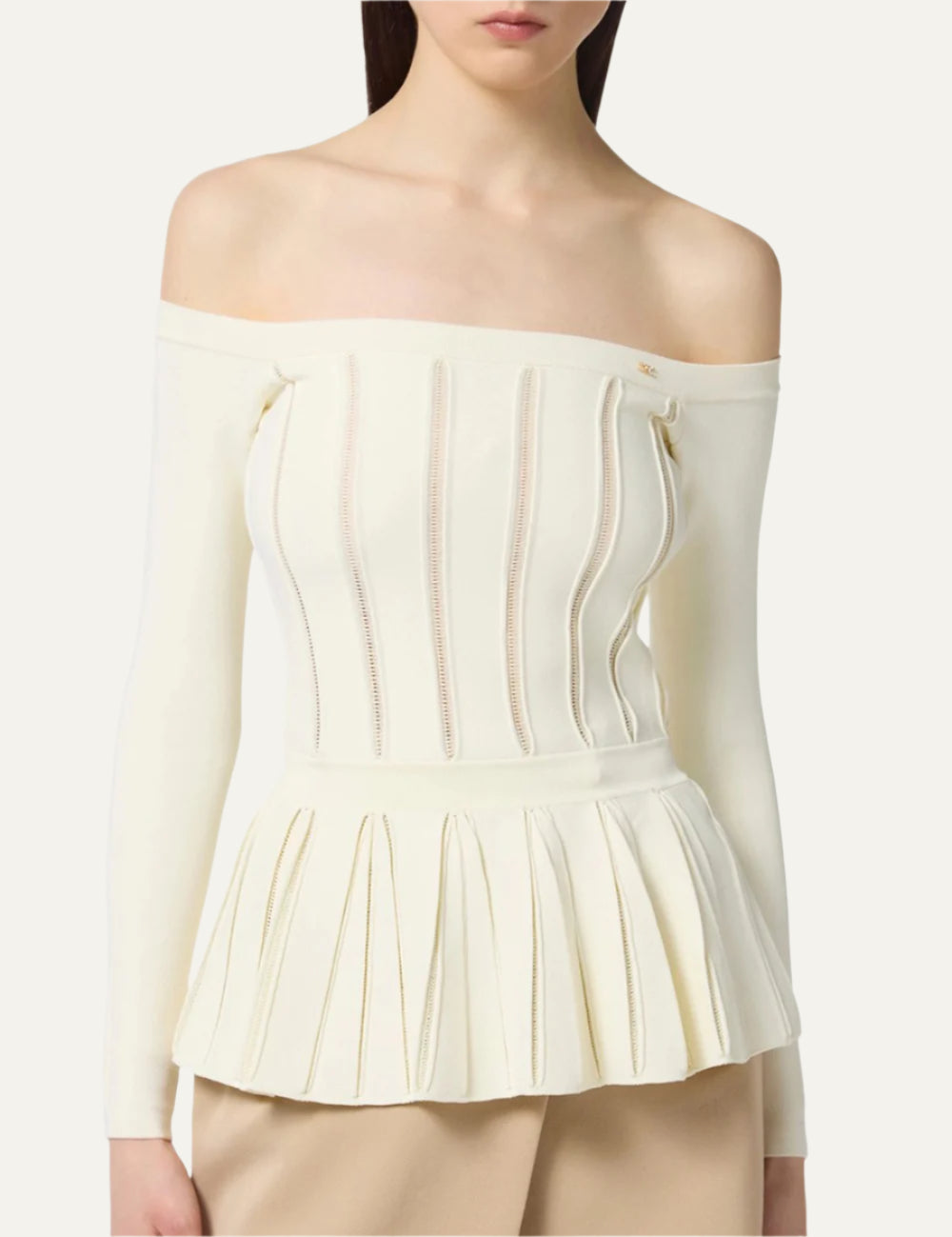 ELISABETTA FRANCHI Viscose knit top with peplum