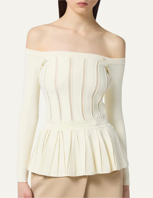 ELISABETTA FRANCHI Viscose knit top with peplum
