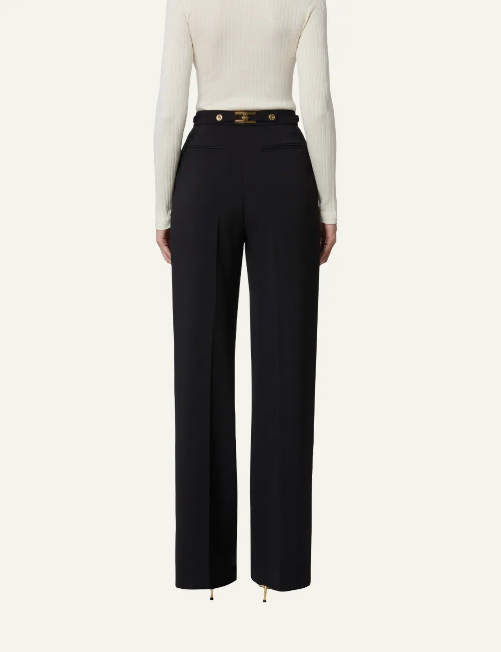ELISABETTA FRANCHI Trousers in crêpe fabric with jewel accessory